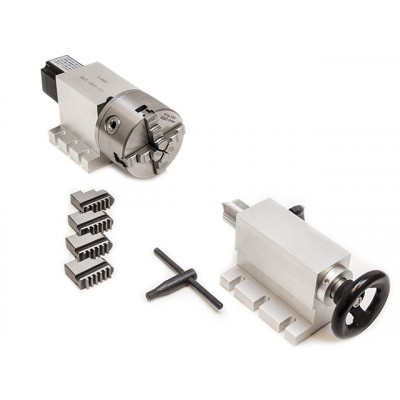 Четвертая ось четырехкулачковая на волновом редукторе патрон 100мм (+задняя бабка) Четвертая ось четырехкулачковая на волновом редукторе патрон 100мм (+задняя бабка)