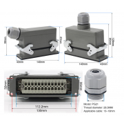 Промышленный разъем HDC-HE-024-1S (24pin) угловой